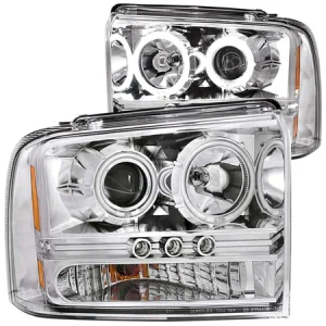 Anzo 2005-2007 Ford Excursion Projector Headlights w/ Halo Chrome w/ LED St