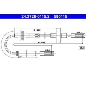 ATE 24.3728-0115.2 Clutch Cable for AUDI 100